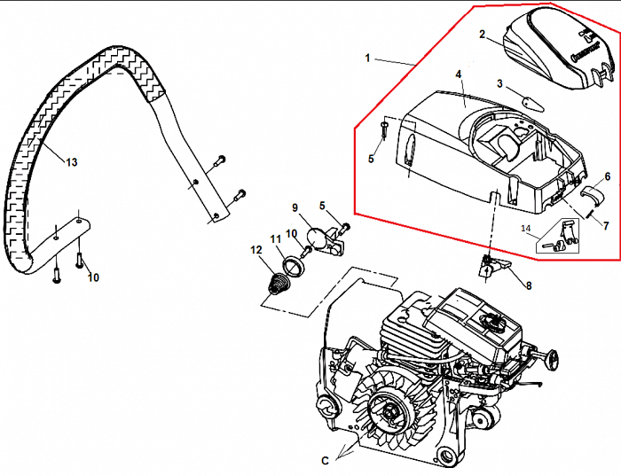 5 РУЧКА БЕНЗОПИЛА CHAMPION 55