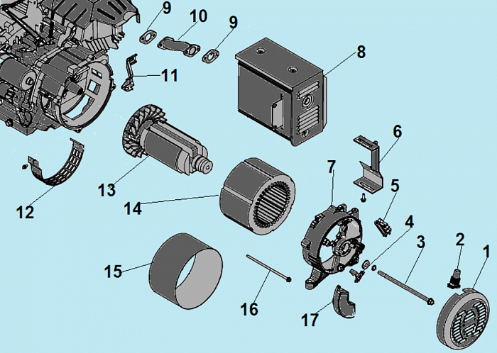 1 ЯКОРЬ - СТАТОР - БЛОК AVR ГЕНЕРАТОР CHAMPION GG6501E+ATS